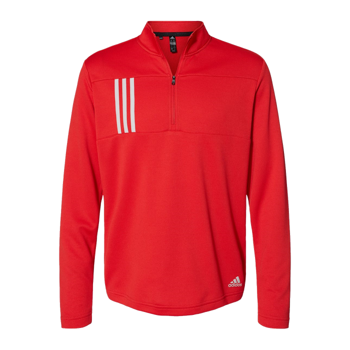 A482 Mens 3-Stripe Double-Knit Quarter-Zip Pullover