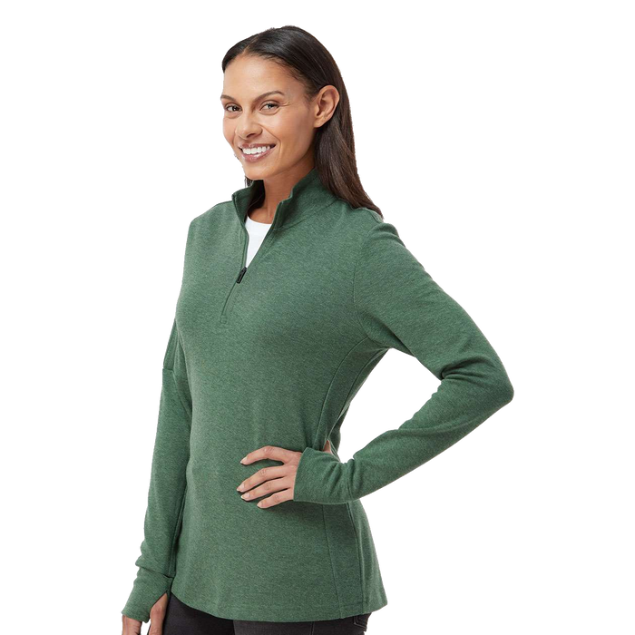 A555 Ladies 3-Stripes Quarter-Zip Sweater Pullover
