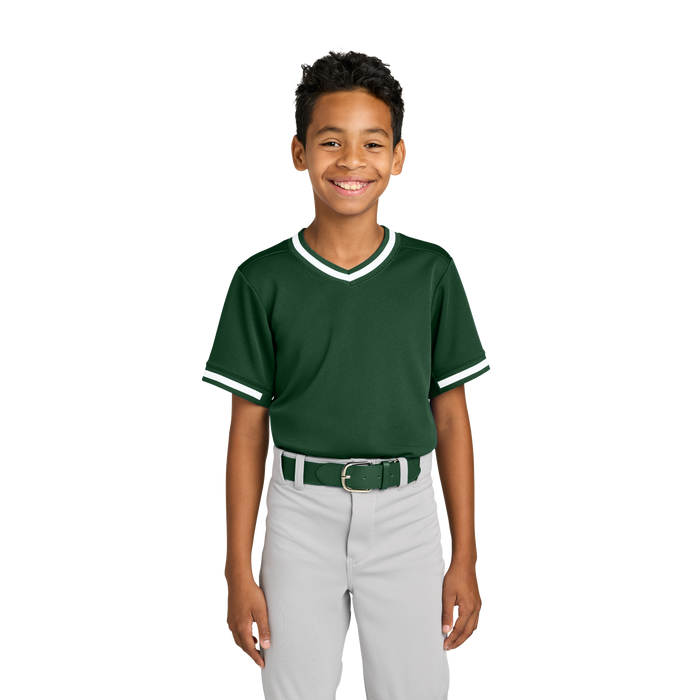 YST221 Youth Tough Mesh V-Neck Baseball Jersey