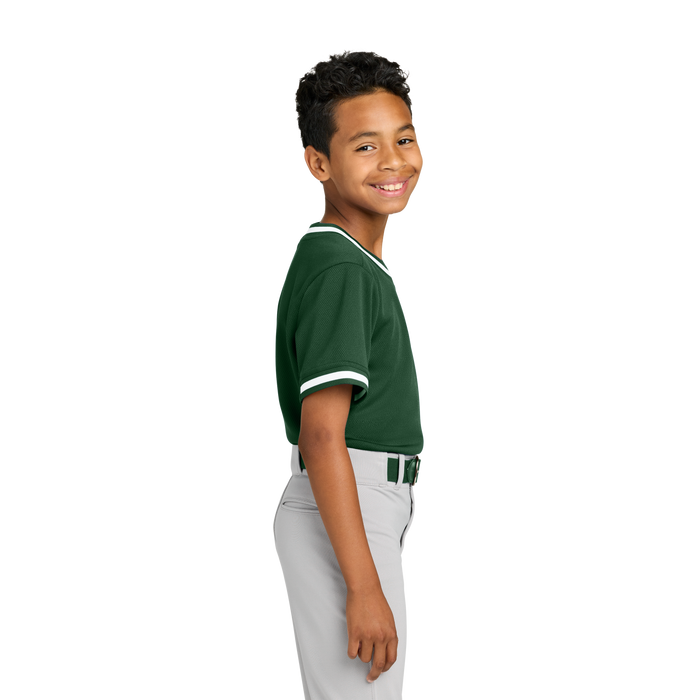 YST221 Youth Tough Mesh V-Neck Baseball Jersey