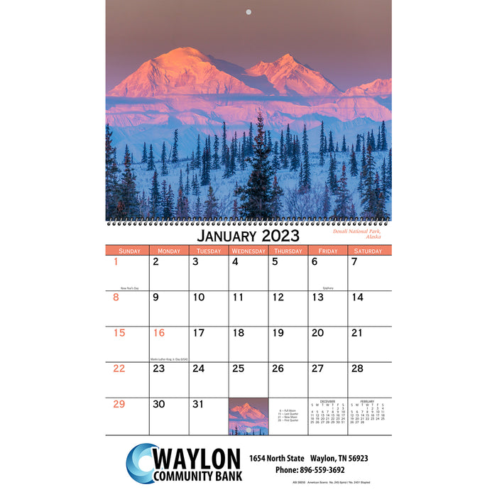 245 American Scenic Spiral Bound Wall Calendar